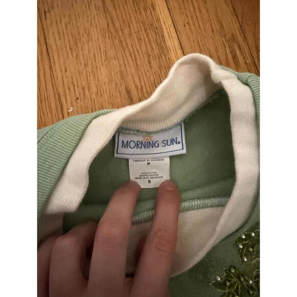 Morning Sun Green Embroidered Crewneck Sweatshirt Women’s Size Small - Picture 4 of 5
